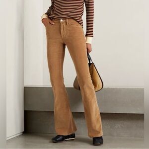 Frame Denim Le High Flare Corduroy Pants, Tan Corduroy, 25, temp hem